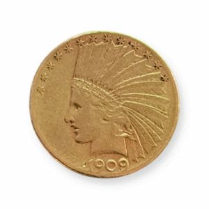 1909 $10 Indian Head Gold Coin Obverse