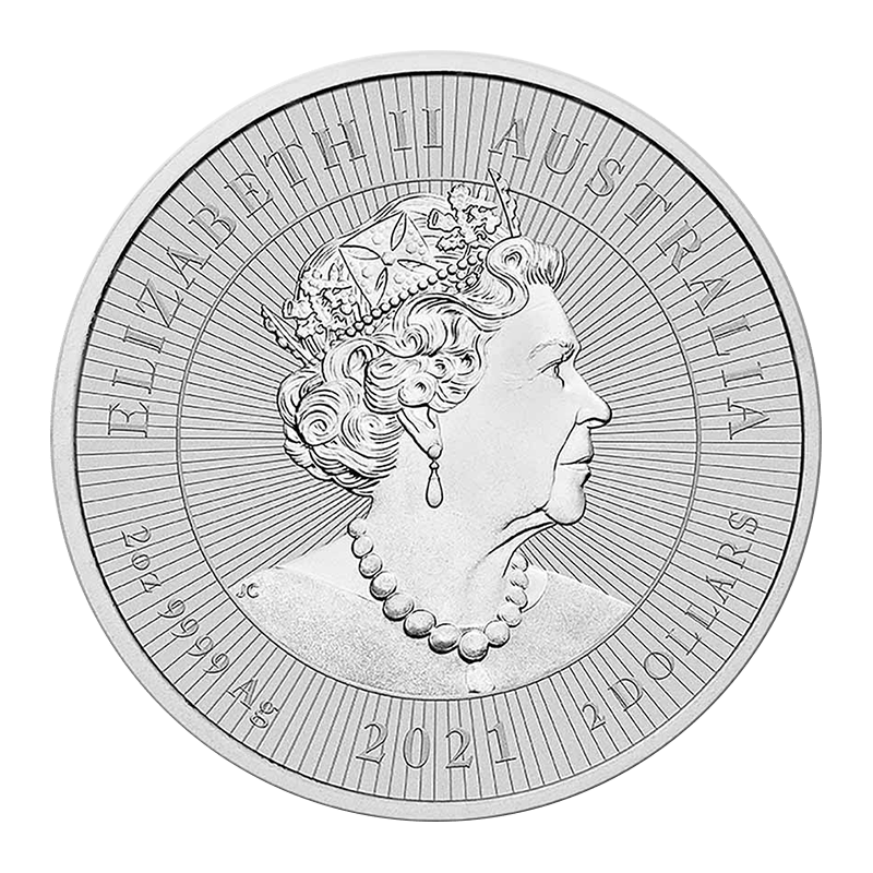 2oz 2021 Australian Piedfort Platypus Silver Coin Obverse
