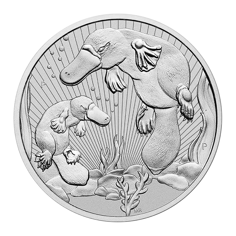 2oz 2021 Australian Piedfort Platypus Silver Coin Reverse