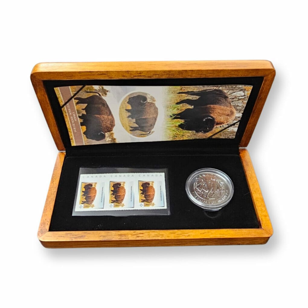 2013 $5 Wood Bison Coin and Stamp Set