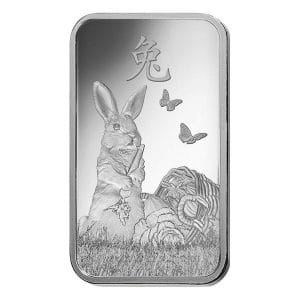 2023 Pamp 1oz Year of the Rabbit Silver Bar Front