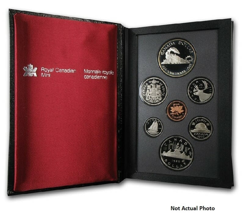 1986 Proof Double Dollar Set 100th Anniversary of First Trans-Canada Train