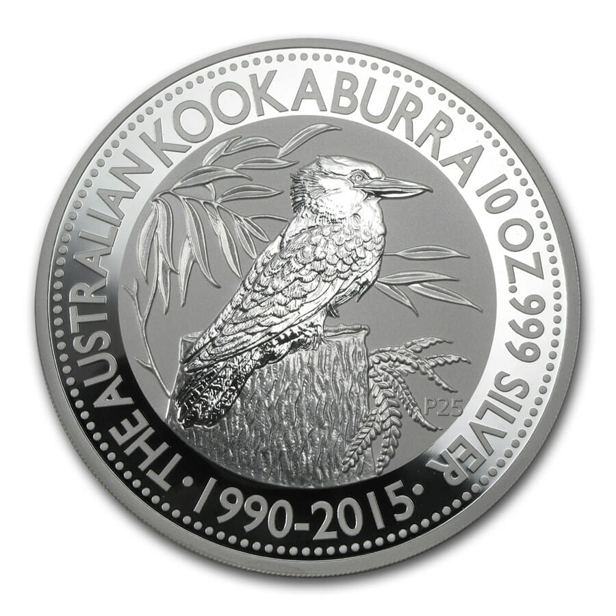 2015 $10 10oz Kookaburra Silver Coin Reverse