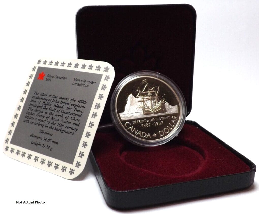1987 $1 400th Anniversary of John Davis Expedition of the North West Passage Silver Proof Coin