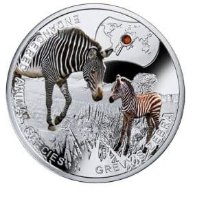 2014 $1 Grevy's Zebra Silver Coin - Endangered Animal Species