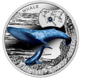 2014 $1 Blue Whale Silver Coin - Endangered Animal Species