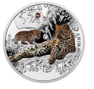 2014 $1 Amur Leopard Silver Coin - Endangered Animal Species - 0.999