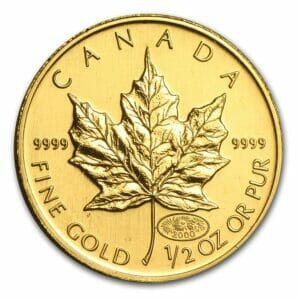 2000 Canada 1/2 oz Gold Maple Leaf BU Oval 2000 Privy Mark Reverse
