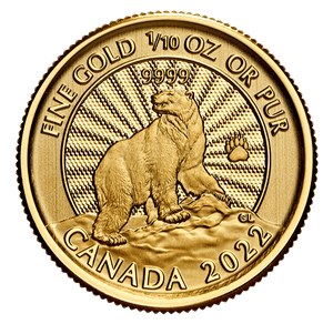 2022 1/10oz $5 The Majestic Polar Bear Gold Coin - 9999