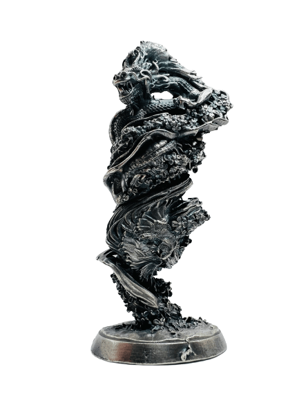 Column Dragon Silver Figurine