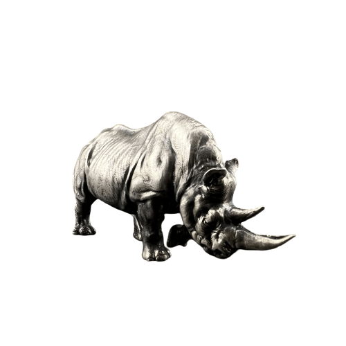 Rhinoceros Silver Figure