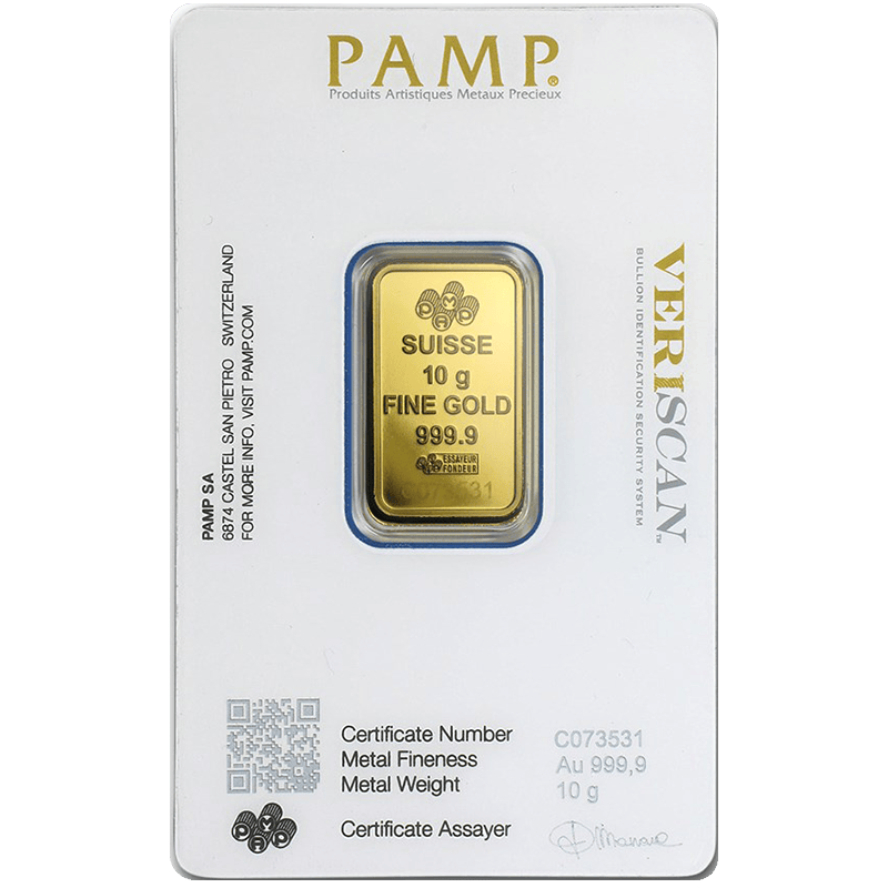10g Pamp Suisse Lady Fortuna Gold Bar - 9999