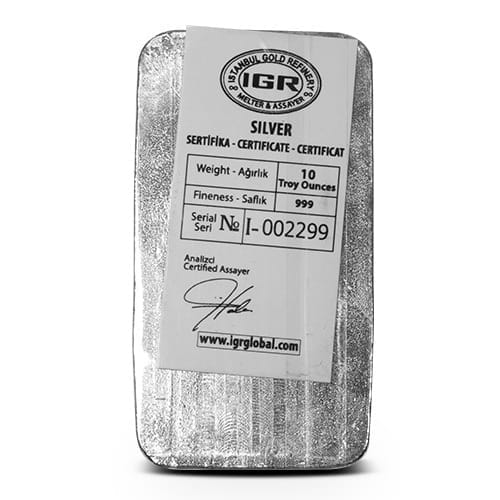 10oz IGR Silver Bar - 999 (Sealed w/Assay) Random