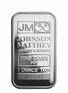 1oz Johnson Matthey Silver Bar - 999 (Random)