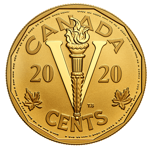 2020 1 oz 5 Cent The Victory Nickel Gold Coin Reverse