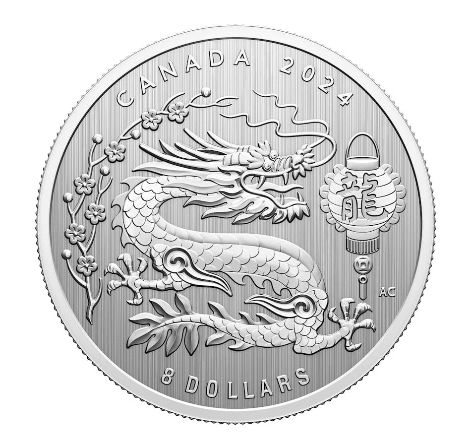 2024 $8 Year Of The Dragon Silver Coin - 9999