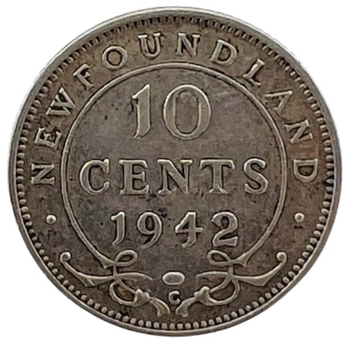 1942 10 Cent Newfoundland Silver Coin