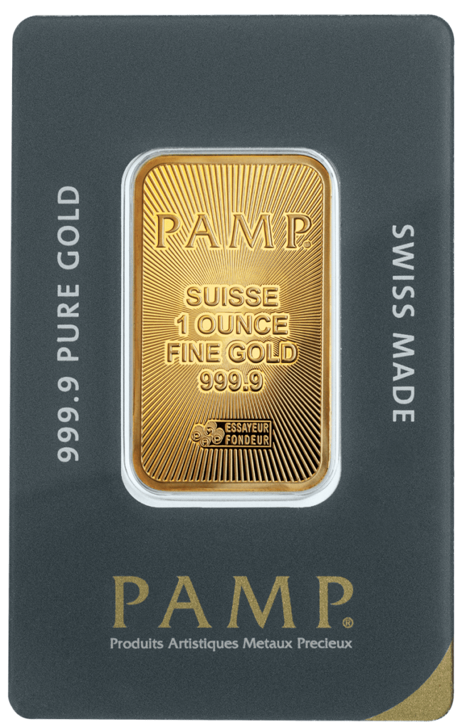 1 oz PAMP Suisse Gold Bar 999.9 Pure Gold Bar