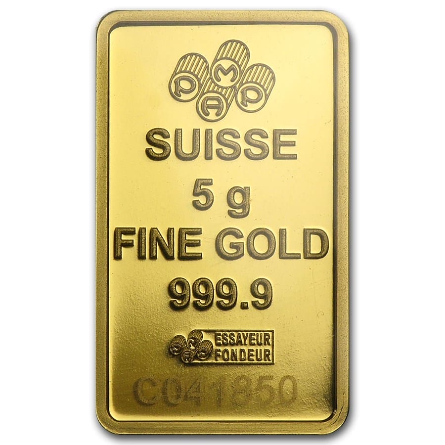 5 gram Pamp Suisse Lady Fortuna Gold Bar - Obverse
