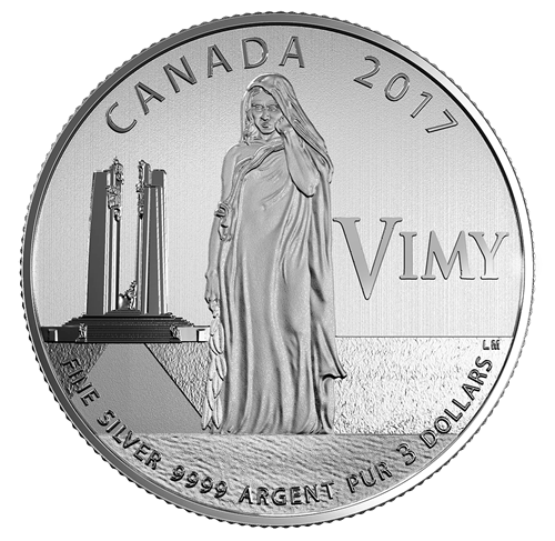2017 $3 100th Anniversary of the Battle of Vimy Ridge Silver Coin - 9999
