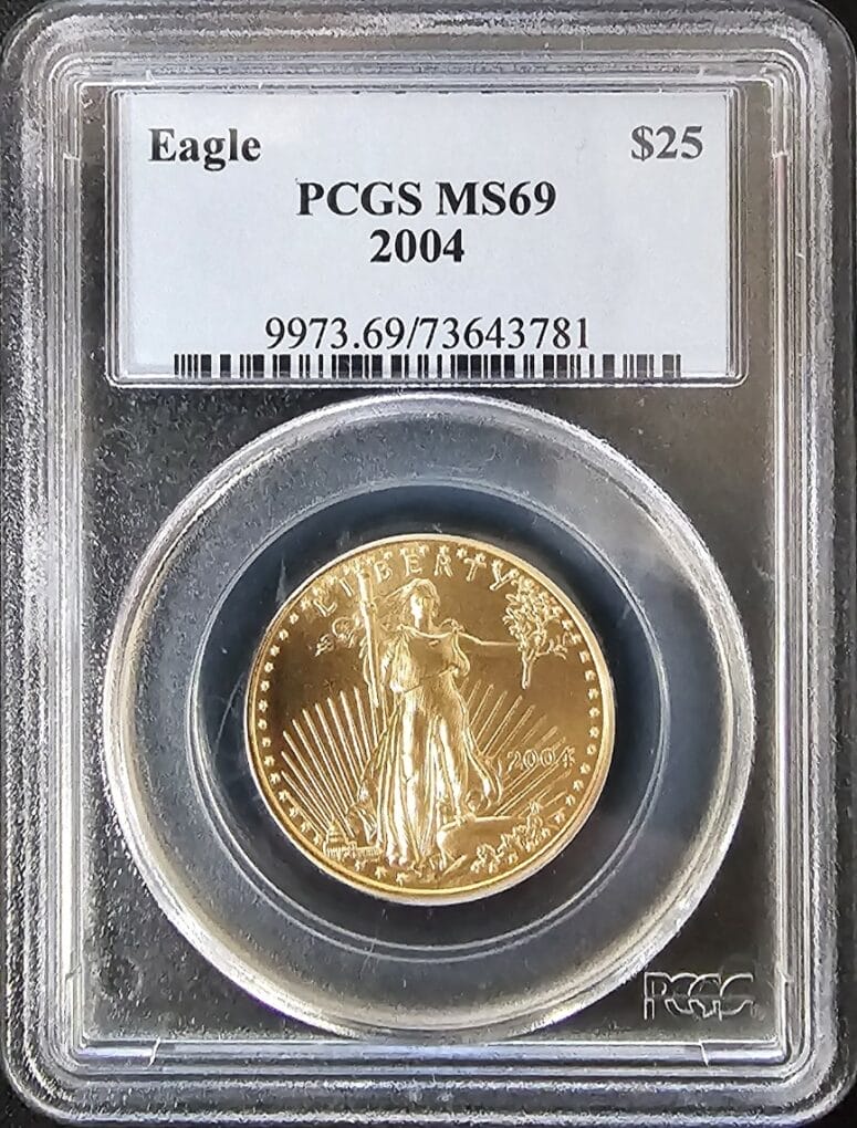 2004 $25 1/2 oz American Eagle Gold Coin PCGS MS69 2 Front