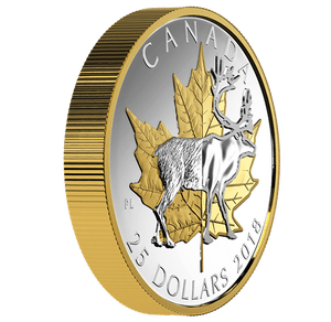 2018 1 oz $25 Gold Plated Piedfort - Timeless Icons: Caribou Silver Coin