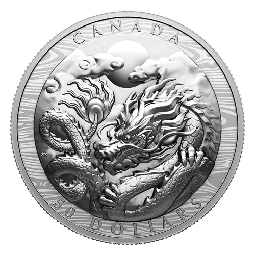 2024 $50 Year of the Dragon EHR Silver Coin reverse