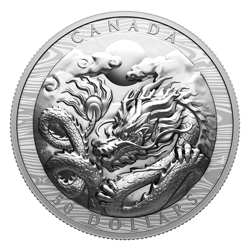 2024 $50 Year of the Dragon EHR Silver Coin reverse