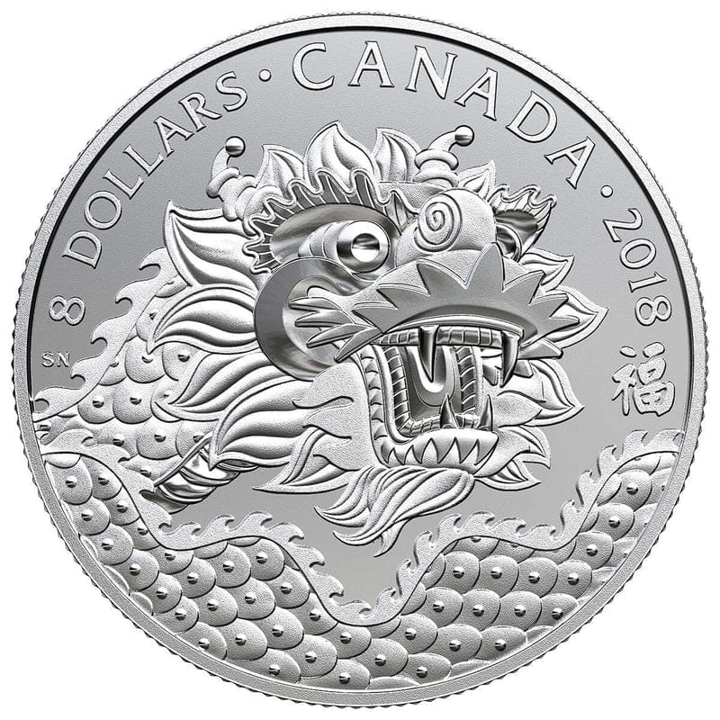 2018 $8 Dragon Luck Silver Coin - 9999