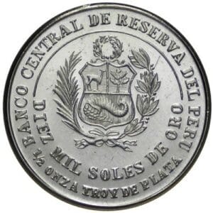 1982 10,000 Soles de Oro Sterling Silver Coin