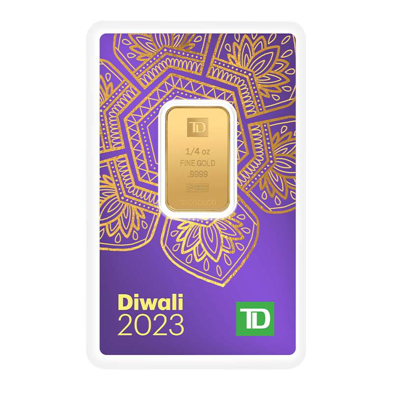 2023 1/4 oz TD Bank Diwali Gold Bar - 9999