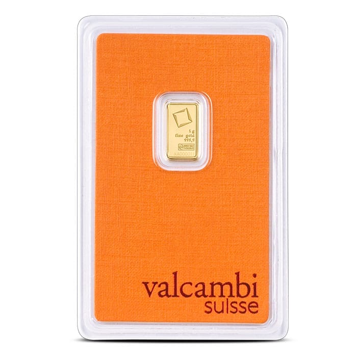 1 gram Valcambi Suisse Gold Bar - 9999