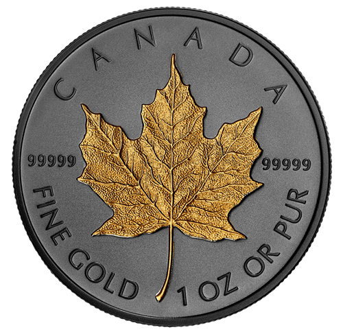 2020 $200 Incuse Gold Maple Leaf Rhodium Plated Gold Coin - 99.999