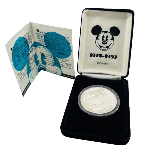 1993 1 oz 65th Anniversary Mickey Mouse: It All Started with a Mouse Silver Coin - 999
