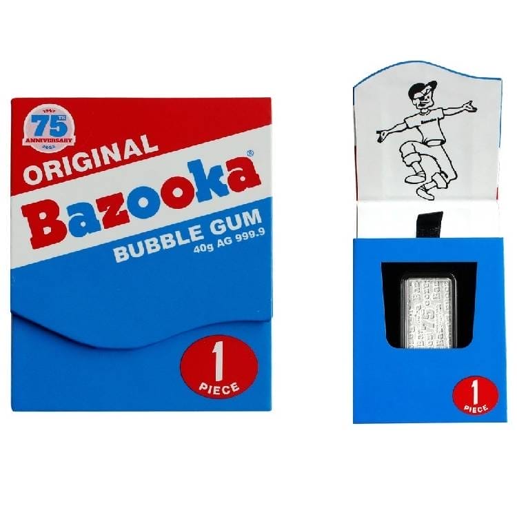 2022 40 gram 75th Anniversary Bazooka Joe® Replica Silver Bar - 9999