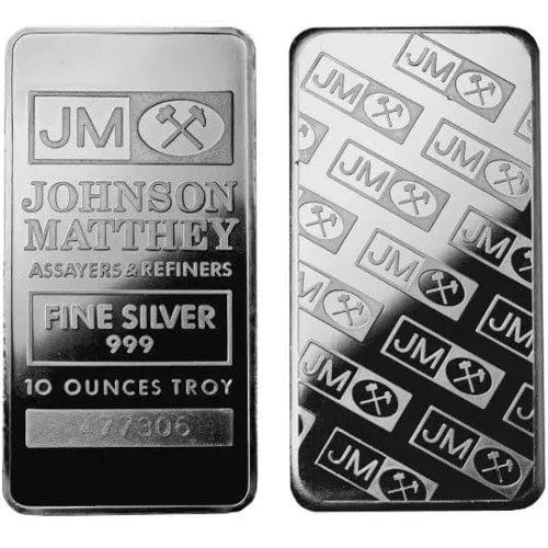 10 oz Johnson Matthey Silver Bar - 999