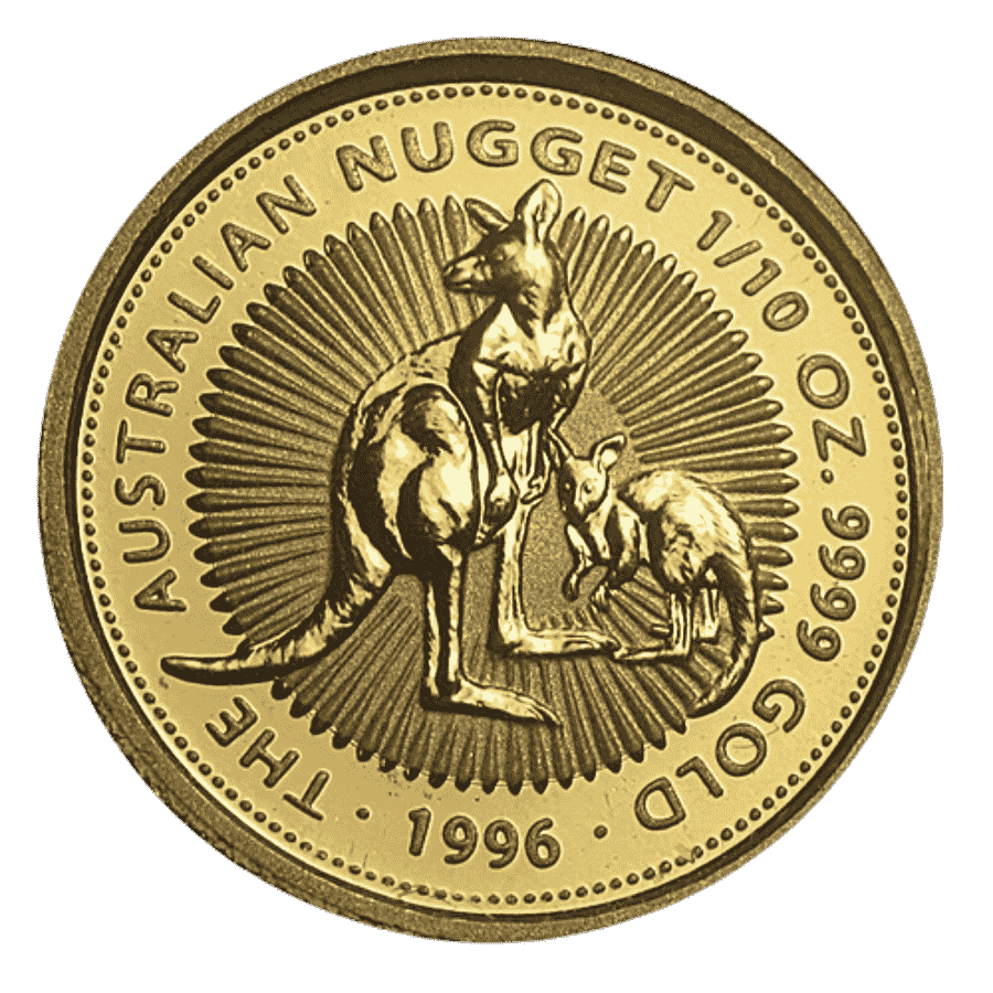 1996 1/10th oz Australia Nugget Kangaroo Gold Coin