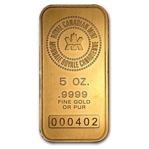 5 oz Royal Canadian Mint Gold Bar - 9999