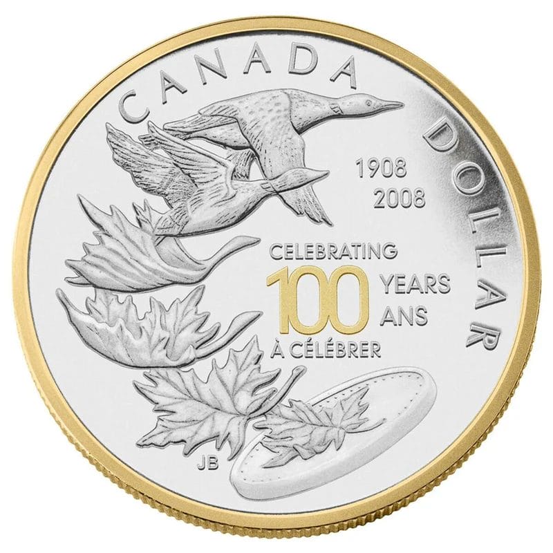 2008 $1 100th Anniversary of The Royal Canadian Mint Sterling Silver Coin