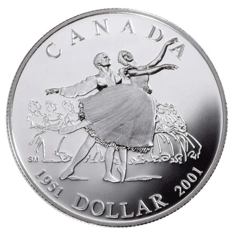 2001 $1 50th Anniversary National Ballet of Canada Sterling Silver Coin
