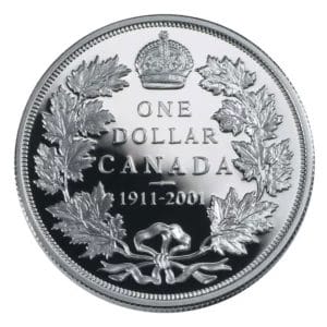 2001 $1 90th Anniversary of the Striking of Canada's 1911 Silver Dollar Sterling Silver Coin