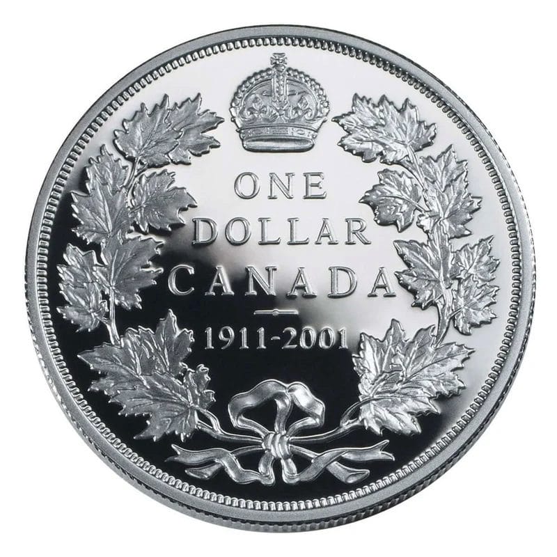 2001 $1 90th Anniversary of the Striking of Canada's 1911 Silver Dollar Sterling Silver Coin