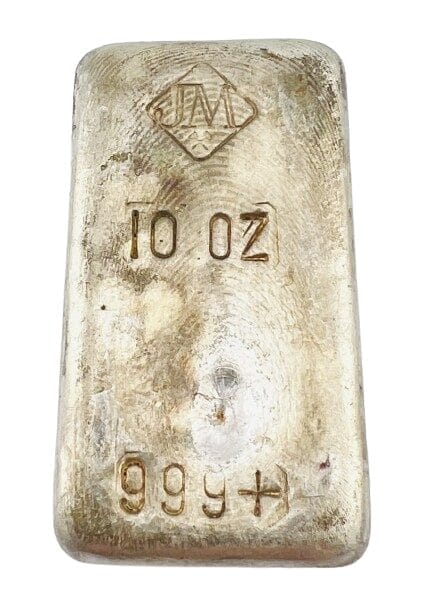 Vintage 10 oz Johnson Matthey Poured Silver Bar - 999