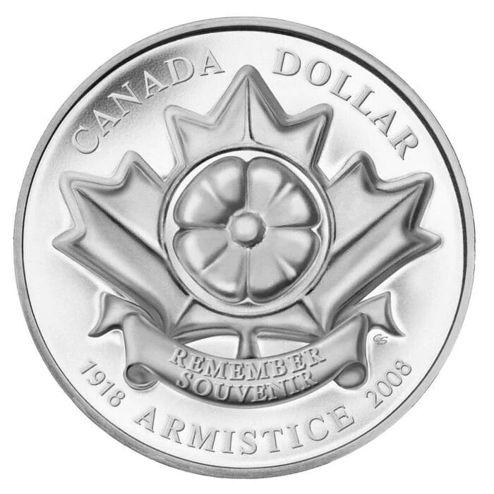 2008 $1 "The Poppy" Armistice Sterling Silver Coin