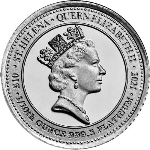 2021 10 GBP 1/10 oz Saint Helena The Queens Virtues: Victory Platinum Coin - 9995