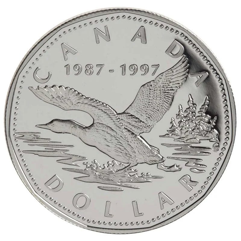 1997 $1 10th Anniversary of The One Dollar Loon Sterling Silver Coin