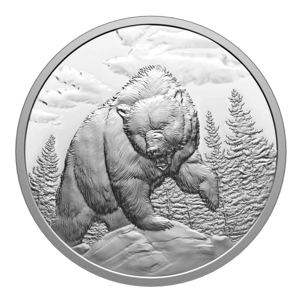 2023 $20 Great Hunters: Grizzly Bear Ultra-High Relief Silver Coin - 9999