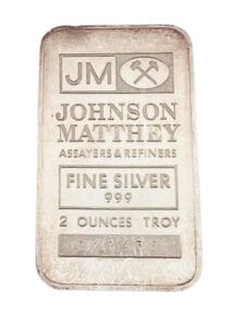 2 oz Johnson Matthey Assayers and Refiners Silver Bar - 999